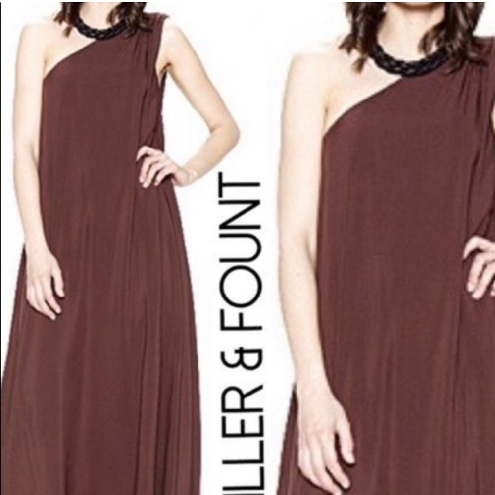 🇺🇸 RILLER FOUNT One Shoulder Maxi Dress L5